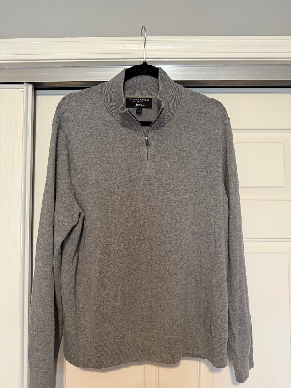 Banana Republic | 100% Extra Fine Merino Wool Half Zip Sweater Gray Men's L